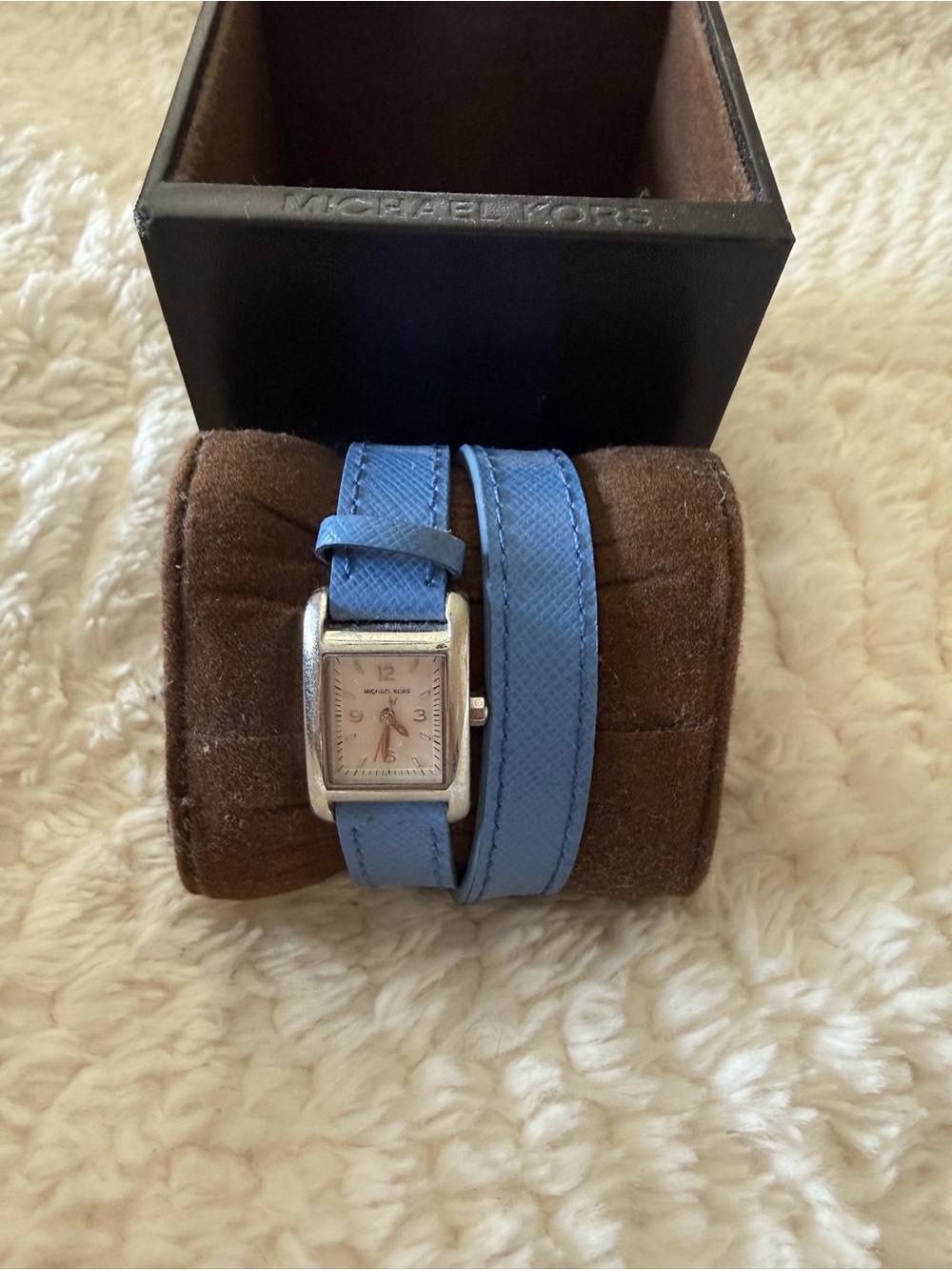Michael Kors Light Blue Double-Wrap Leather Strap Watch